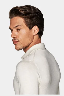 SUITSUPPLY Polo Cardigan Off-White-Männlich Poloshirts