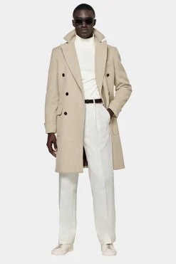 SUITSUPPLY Polo Mantel Hellbraun Twill-Männlich Elegante Mäntel