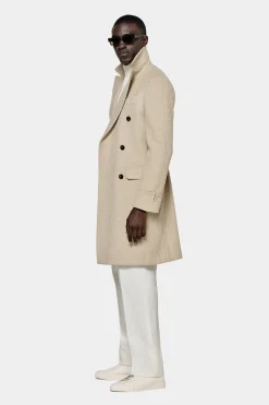 SUITSUPPLY Polo Mantel Hellbraun Twill-Männlich Elegante Mäntel