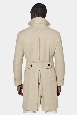 SUITSUPPLY Polo Mantel Hellbraun Twill-Männlich Elegante Mäntel