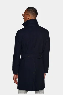 SUITSUPPLY Polo Mantel Navy Fischgrätmuster-Männlich Elegante Mäntel
