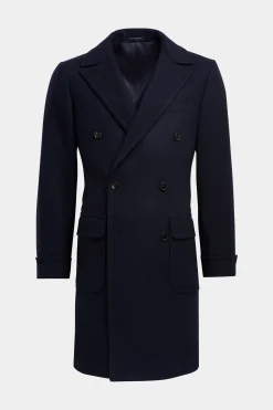 SUITSUPPLY Polo Mantel Navy Fischgrätmuster-Männlich Elegante Mäntel
