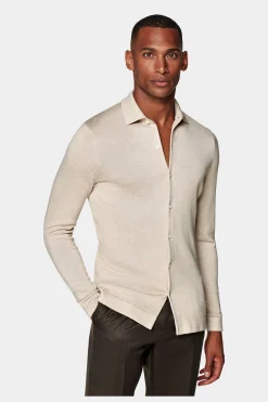 SUITSUPPLY Polo-Cardigan Hellbraun-Männlich Poloshirts