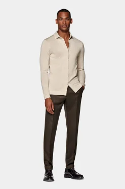 SUITSUPPLY Polo-Cardigan Hellbraun-Männlich Poloshirts