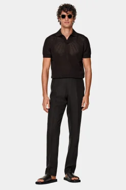 SUITSUPPLY Poloshirt Dunkelbraun Knopffrei-Männlich Poloshirts