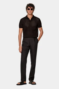 SUITSUPPLY Poloshirt Dunkelbraun Knopffrei-Männlich Poloshirts