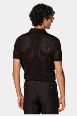SUITSUPPLY Poloshirt Dunkelbraun Knopffrei-Männlich Poloshirts