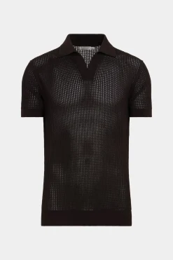 SUITSUPPLY Poloshirt Dunkelbraun Knopffrei-Männlich Poloshirts