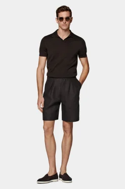 SUITSUPPLY Poloshirt Dunkelbraun Knopffrei-Männlich Poloshirts