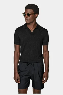 SUITSUPPLY Poloshirt Dunkelgrau Knopffrei-Männlich Poloshirts