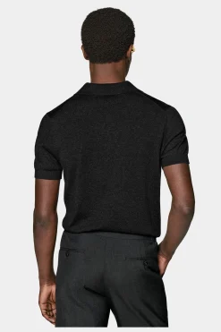 SUITSUPPLY Poloshirt Dunkelgrau Knopffrei-Männlich Poloshirts