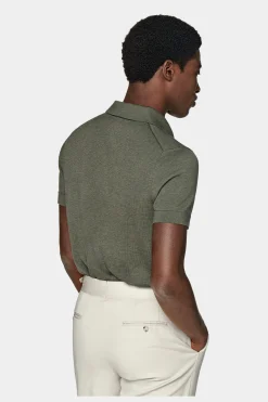 SUITSUPPLY Poloshirt Dunkelgrün Knopffrei-Männlich Poloshirts