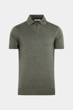 SUITSUPPLY Poloshirt Dunkelgrün Knopffrei-Männlich Poloshirts
