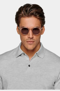 SUITSUPPLY Poloshirt Grau Langarm-Männlich Poloshirts