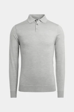 SUITSUPPLY Poloshirt Grau Langarm-Männlich Poloshirts