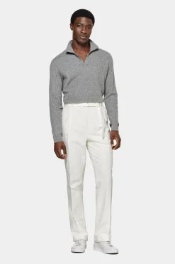 SUITSUPPLY Poloshirt Grau Langarm Knopffrei-Männlich Poloshirts
