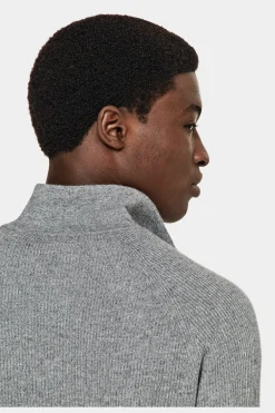 SUITSUPPLY Poloshirt Grau Langarm Knopffrei-Männlich Poloshirts