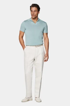 SUITSUPPLY Poloshirt Hellblau Knopffrei-Männlich Poloshirts