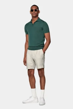 SUITSUPPLY Poloshirt Knopffrei Grün-Männlich Strickware Aus Baumwolle-Seide-Mix