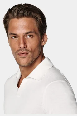 SUITSUPPLY Poloshirt Knopffrei Off-White-Männlich Poloshirts