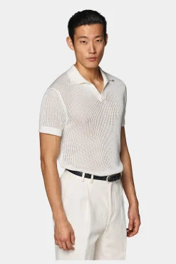 SUITSUPPLY Poloshirt Knopffrei Off-White-Männlich Poloshirts
