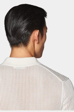 SUITSUPPLY Poloshirt Knopffrei Off-White-Männlich Poloshirts