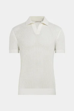 SUITSUPPLY Poloshirt Knopffrei Off-White-Männlich Poloshirts