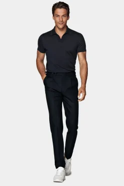 SUITSUPPLY Poloshirt Navy Knopffrei-Männlich Poloshirts