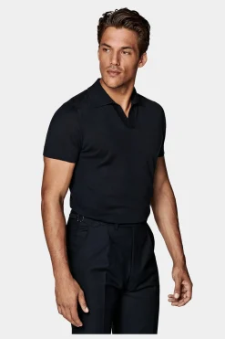 SUITSUPPLY Poloshirt Navy Knopffrei-Männlich Poloshirts
