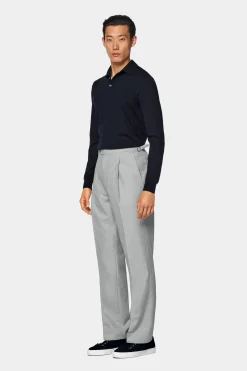 SUITSUPPLY Poloshirt Navy Langarm-Männlich Poloshirts