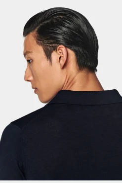SUITSUPPLY Poloshirt Navy Langarm-Männlich Poloshirts