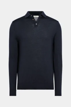 SUITSUPPLY Poloshirt Navy Langarm-Männlich Poloshirts