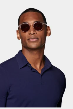SUITSUPPLY Poloshirt Navy Langarm-Männlich Poloshirts