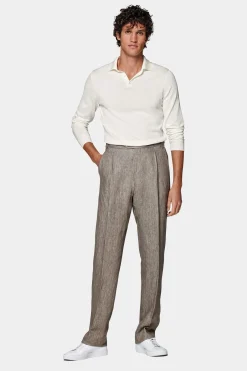 SUITSUPPLY Poloshirt Off-White Langarm-Männlich Poloshirts