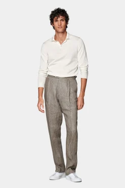 SUITSUPPLY Poloshirt Off-White Langarm-Männlich Poloshirts
