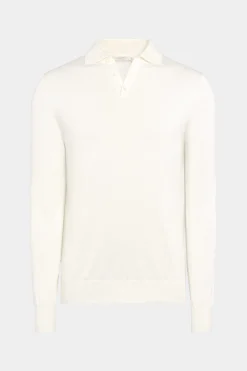 SUITSUPPLY Poloshirt Off-White Langarm-Männlich Poloshirts