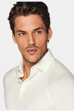 SUITSUPPLY Poloshirt Off-White Langarm-Männlich Poloshirts
