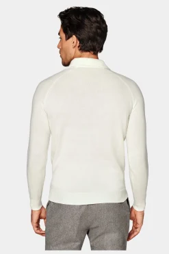 SUITSUPPLY Poloshirt Off-White Langarm-Männlich Poloshirts