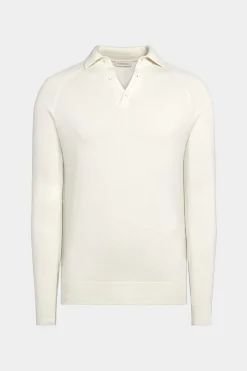 SUITSUPPLY Poloshirt Off-White Langarm-Männlich Poloshirts