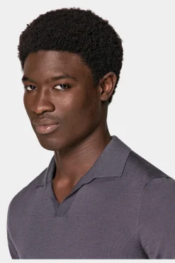 SUITSUPPLY Poloshirt Purpur Knopffrei-Männlich Poloshirts