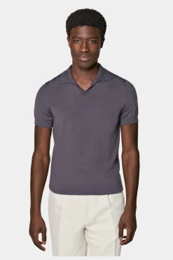 SUITSUPPLY Poloshirt Purpur Knopffrei-Männlich Poloshirts
