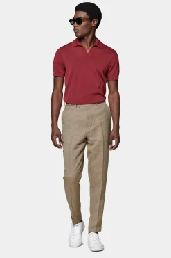 SUITSUPPLY Poloshirt Rot Knopffrei-Männlich Poloshirts