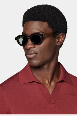 SUITSUPPLY Poloshirt Rot Knopffrei-Männlich Poloshirts