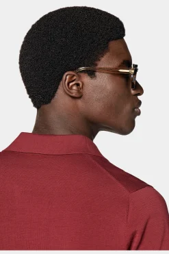 SUITSUPPLY Poloshirt Rot Knopffrei-Männlich Poloshirts