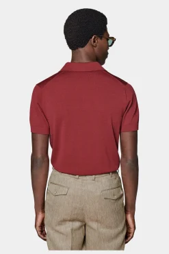 SUITSUPPLY Poloshirt Rot Knopffrei-Männlich Poloshirts