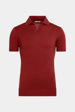 SUITSUPPLY Poloshirt Rot Knopffrei-Männlich Poloshirts