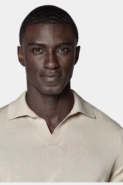 SUITSUPPLY Poloshirt Sand Knopffrei-Männlich Poloshirts