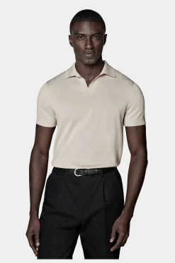SUITSUPPLY Poloshirt Sand Knopffrei-Männlich Poloshirts