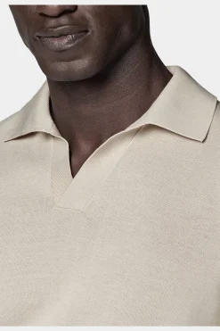 SUITSUPPLY Poloshirt Sand Knopffrei-Männlich Poloshirts