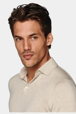 SUITSUPPLY Poloshirt Sand Langarm-Männlich Poloshirts